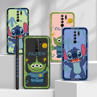 เคสโทรศัพท์ Xiaomi Mi Redmi 9 9A 9C 9T 9 power cartoon cute Stitch Pixar Princess เคส Boys พิมพ์ด้านข้างสแควร์ขอบรูปแบบ Liquid ปลอกซิลิโคนคลุมทั้งหมดกล้องป้องกันการกระแทก