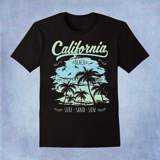 เสื้อยืดโอเวอร์ไซส์ใหม่สไตล์ขายร้อนแคลิฟอร์เนีย CA Retro 70s Vintage Skyline Surf T เสื้อ Mens Graphic TeesS-3XL