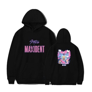 Kpop StrayKids MAXlDENT Ins เสื้อกันหนาวลําลอง มีฮู้ด กระเป๋าเสื้อกันหนาว Unisex