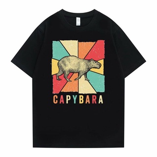 เสื้อแฟชั่นผญ2022 อื่นๆ - ย้อนยุควินเทจCapybaraTshirtหลวมทีเมนเสื้อเชิ้ตT100%ผ้าฝ้ายกิลแดน