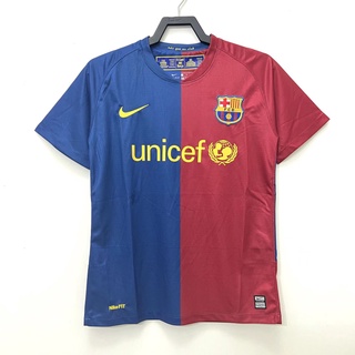 เสื้อกีฬาแขนสั้น ลายทีมชาติฟุตบอล Barcelona Home League Edition 08-09 ชุดเหย้า คุณภาพสูง AAA สไตล์เรโทร S-XXL