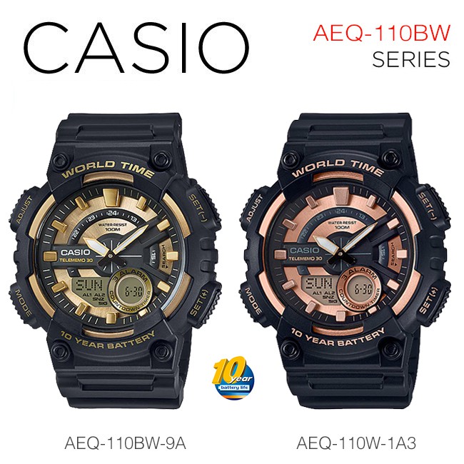 Casio Standard นาฬิกาข้อมือ 10 year battery รุ่น AEQ-110BW-9AV AEQ-110W-1A3