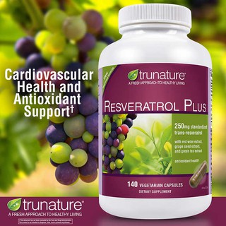 Trunature Resveratrol Plus Grape Seed 140 Vegetarian Capsules เรสเวอราทรอลจากอเมริกาค่ะ