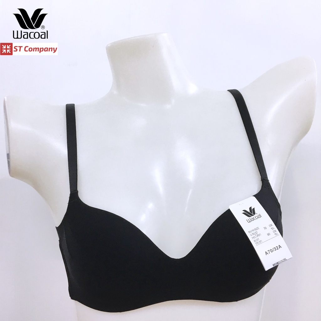 Wacoal Basic Bra เสื้อชั้นใน สีดำ (Black) รุ่น WB9M32 บราไร้โครง ไม่มีโครง เสริมฟองบาง ตะขอ 3 แถว เส