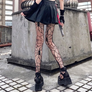 Gothic Dark Spider Pantyhose Female Hollow Out Thigh High Stockings Lolita Kawaii Breathable Shaping Halloween Tights колготки