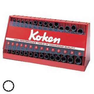 KOKEN S14240M-05 บ๊อกลมชุด 1/2"-12P-98 ชิ้น (มิล) ในตู้โชว์เหล็ก| MODERTOOLS OFFICIAL