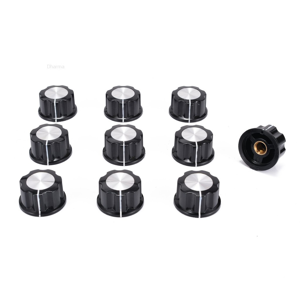 10Pcs Black 16mm Top Rotary Control Turning Potentiometer Knob For Hole Dia 6mm
