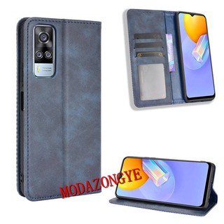 กรณี Vivo Y31 2021 Case Flip Leather Back Cover Phone Casing Vivo Y31 VivoY31 2021 เคสโทรศัพท์มือถือ พลิกซอง