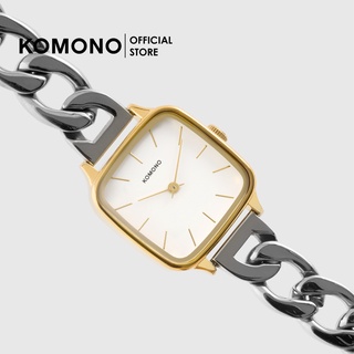 KOMONO Watch Kate Revolt Gold Silver Mix นาฬิกาผู้หญิง หน้าเหลี่ยมเล็ก สายโลหะ ทูโทน