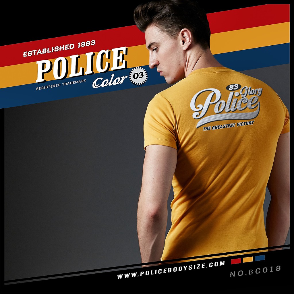 Police Bigsize เสื้อยืดทรงเข้ารูป ใส่ได้ทั้งผู้หญิงและผู้ชาย BC018 — صورة 5