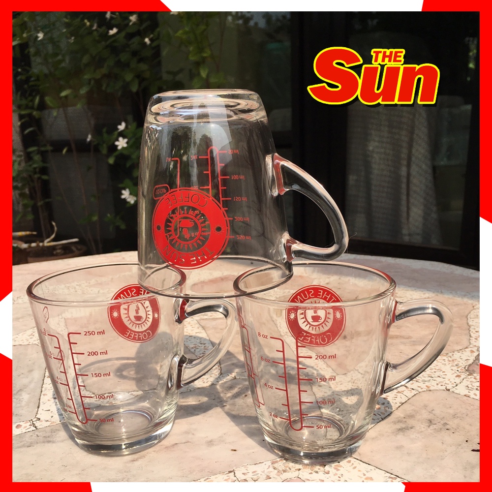 ชุด3ใบ** แก้วตวง สำหรับชงกาแฟ มีหูและหน่วยวัด1Cup/250ML/8oz  ขีดชัดเจนมาตรฐาน เนื้อหนาผลิดในประเทศไทย