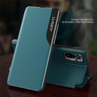 เคส Redmi Note 11 Pro Plus 11T / Note 10 10s 10 Pro หรูหรา สมาร์ทวิว แม่เหล็ก ฝาพับ หนัง กันตก เคสโทรศัพท์