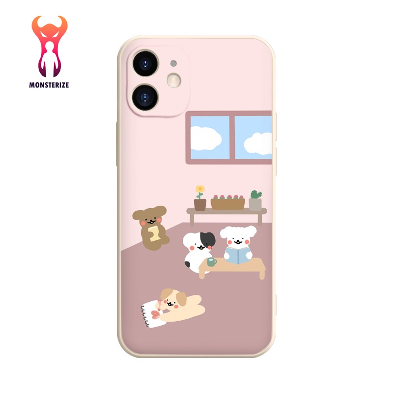 เคสไอโฟน - เคสไอโฟนขอบสี่เหลี่ยม Bear house 6/6s/7/8/plus/x/xr/xs/11/12/13/14/pro max - mo135