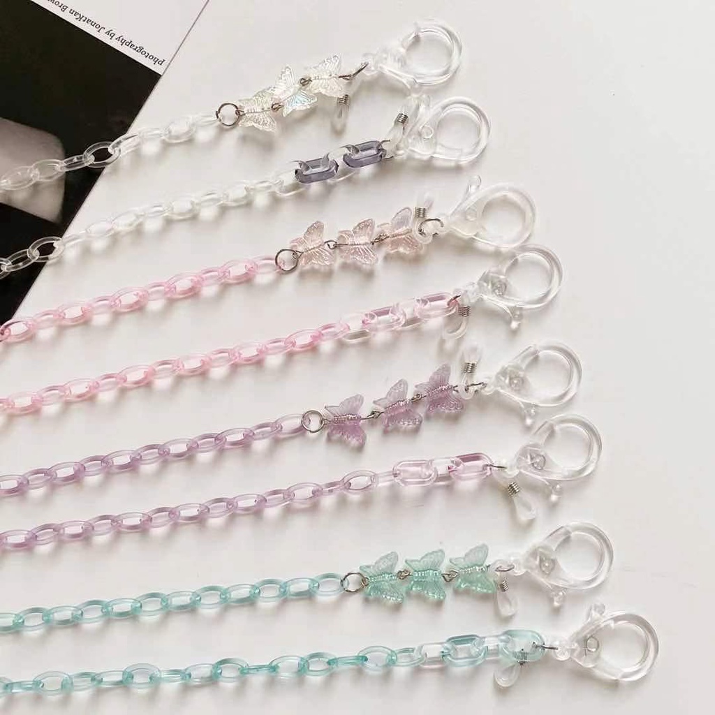 สายคล้องสร้อยคอการ์ตูน  1ชิ้น อะคริลิคสีลูกอม ผีเสื้อ สำหรับโซ่หูฟัง/หน้ากาก งานฝีมือ