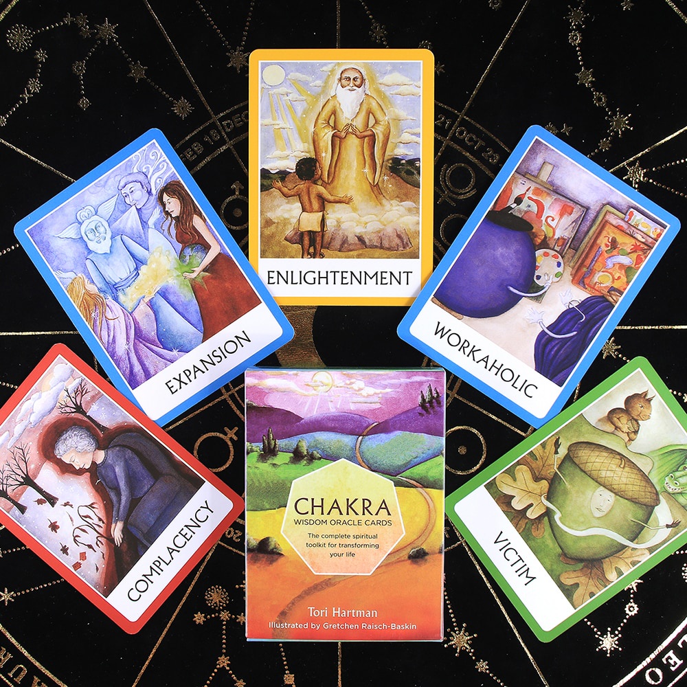 Chakra Wisdom Oracle Cards ชุดเครื่องมือเกลียวการ์ดเกมส์สําหรับเกมส์