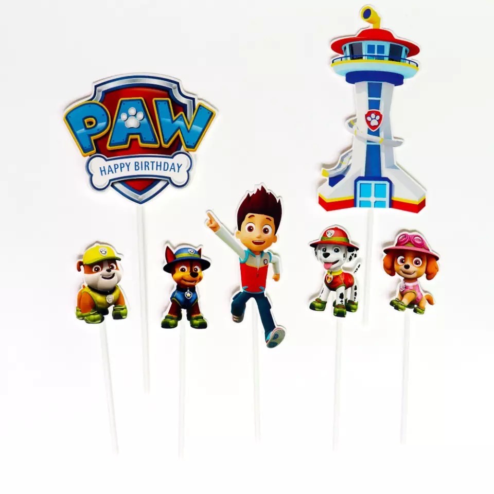 ธงปักเค้ก Paw patrol ที่ปักเค้กHBD วันเกิดPaw Patrol วันเกิดตกแต่งที่มีสีสันธงธงวันเกิด