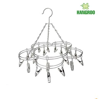 HANGROO H514 ราวหนีบผ้า ที่หนีบผ้า สแตนเลส 20 หนีบ ที่ตากชุดชั้นในและถุงเท้า แข็งแรง น้ำหนักเบา