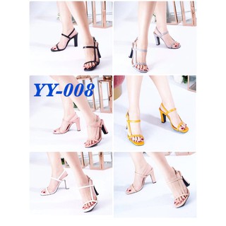 yeong yeou รองเท้าแตะแฟชั่นส้นสูง4นิ้ว(10Cm)2ตอนรัดส้น รหัสyy008