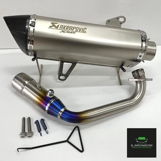 ท่อแต่ง Xmax300 ปลายท่อตรงรุ่น คอไทเทแท้ Akrapovic สีเงิน ปากคาร์บอนเคฟล่าแท้ รถปี2017-2023 ใส่ได้