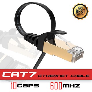 สาย Lan สำเร็จรูปพร้อมใช้งาน สายแบน Cat7 RJ45 Ethernet Network Cable Cat7 Lead 10Gbp 600Mhz LAN UTP Patch Gold plated