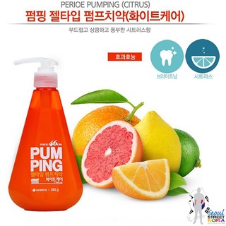 PERIOE 46cm PumPing Gel Type CITRUS Toothpaste 285g ยาสีฟันเนื้อเจลทำความสะอาดช่องปากได้อย่างหมดจดสูตรพิเศษจากเกาหลี