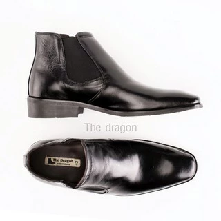 The Dragon [Handmade] ฮาล์ฟข้อสั้น5.5นิ้ว หนังวัวแท้ฟอกนิ่ม ทรงหัวตัด chelsea boots รุ่นHY พื้นอัดกาว+เย็บจริง สวย นุ่ม