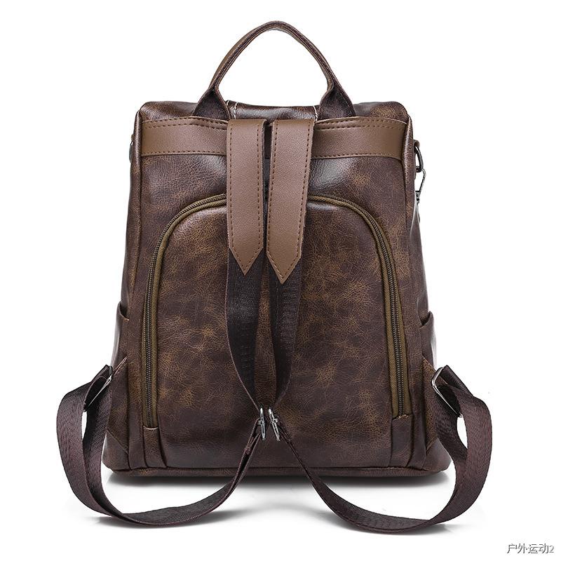 ✕leather backpack for women travel anti theft backpack vintage school book bags for girls rucksack ladies brown crossbod
