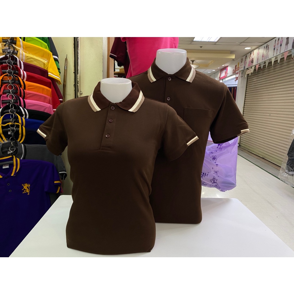 เสื้อโปโล สีน้ำตาล เนื้อผ้า TK มีไซส์ชาย หญิง