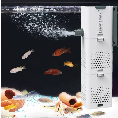 ปั๊มออกซิเจน+กรองในตัว Filter Pump ปั๊มออกซิเจน ปั๊มกรองแขวนตู้ปลา SUNSUN Xiaoli XQP-500F/XQP-1000F 