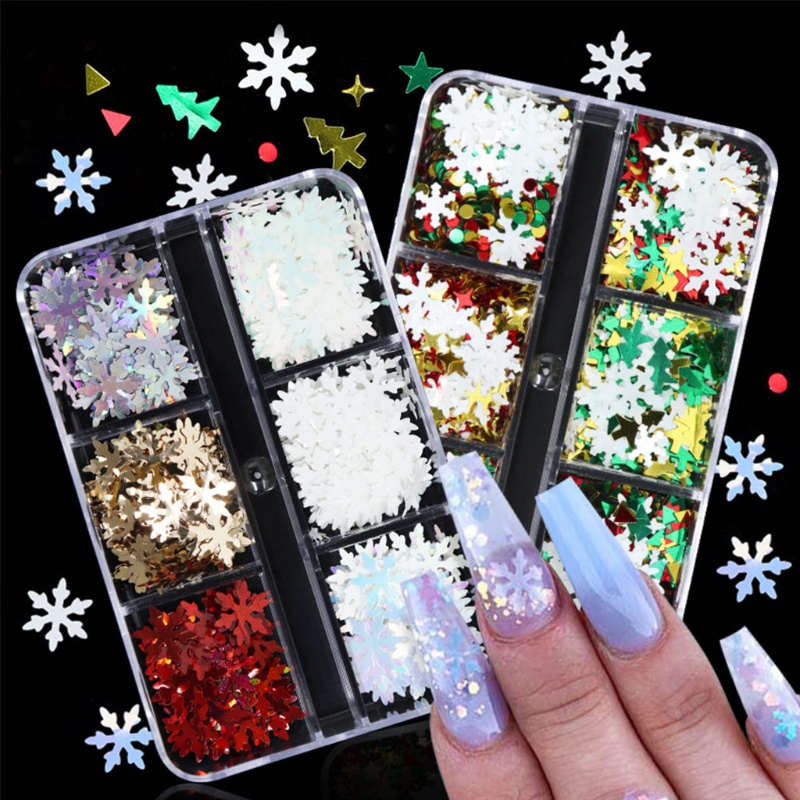 Haha Nail Snowflake Stickers Star Polka Dot Sequins สําหรับเล็บคริสต์มาส