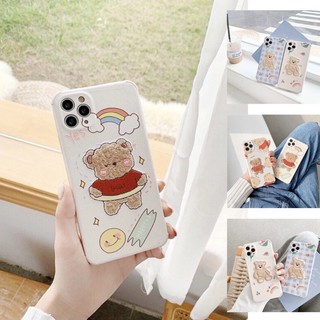 🌈🧸พร้อมส่งในไทย เคสสำหรับ iPhone Case เคสไอโฟน เคสหนนัง เคสนิ่ม bear haha / bear rainbow เคสหนังปัก case x,xs,11Proma