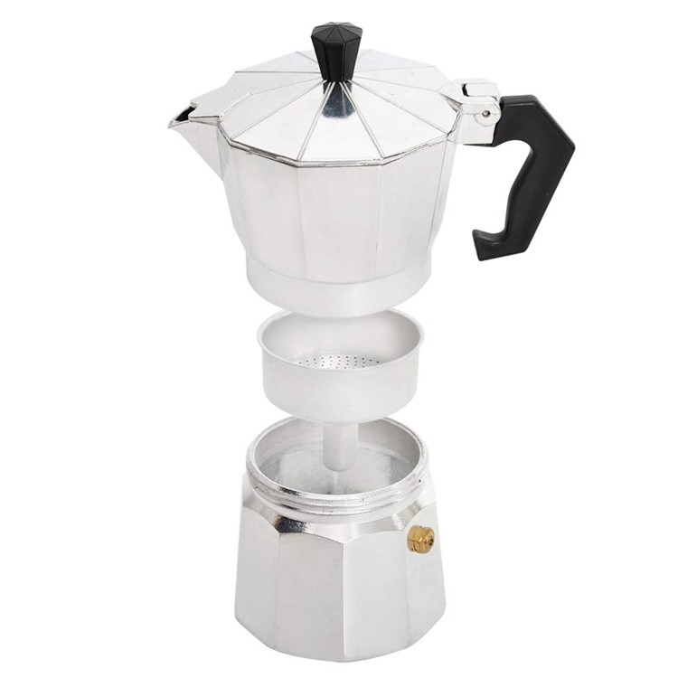 พร้อมเครื่องบด!! moka pot กาชงกาแฟเอสเพรสโซ่ ขนาด 3 ถ้วย 150 ml อิตาเลี่ยนคลาสสิค ทรงแปดเหลี่ยม