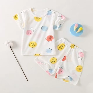 ชุดเซ็ตเด็กแขนสั้น ผ้าโปร่ง เย็นสบาย นุ่มนิ่ม (6 เดือน - 3 ปี) S1 เสื้อเด็ก พร้อมกางเกง เสื้อผ้าเด็กอ่อน ใส่สบาย ไม่ร้อน