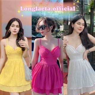 𝐆 𝐨 𝐨 𝐝 𝐥 𝐮 𝐜 𝐤 𝐬 𝐡 𝐨 𝐩 minidress มินิเดรส เดรสสั้น แต่งคาดเส้นเดียวด้านหลัง ผ้าอัดยับ เดรสสั้นระบาย2ชั้น ชุดใส่ไปคาเฟ่