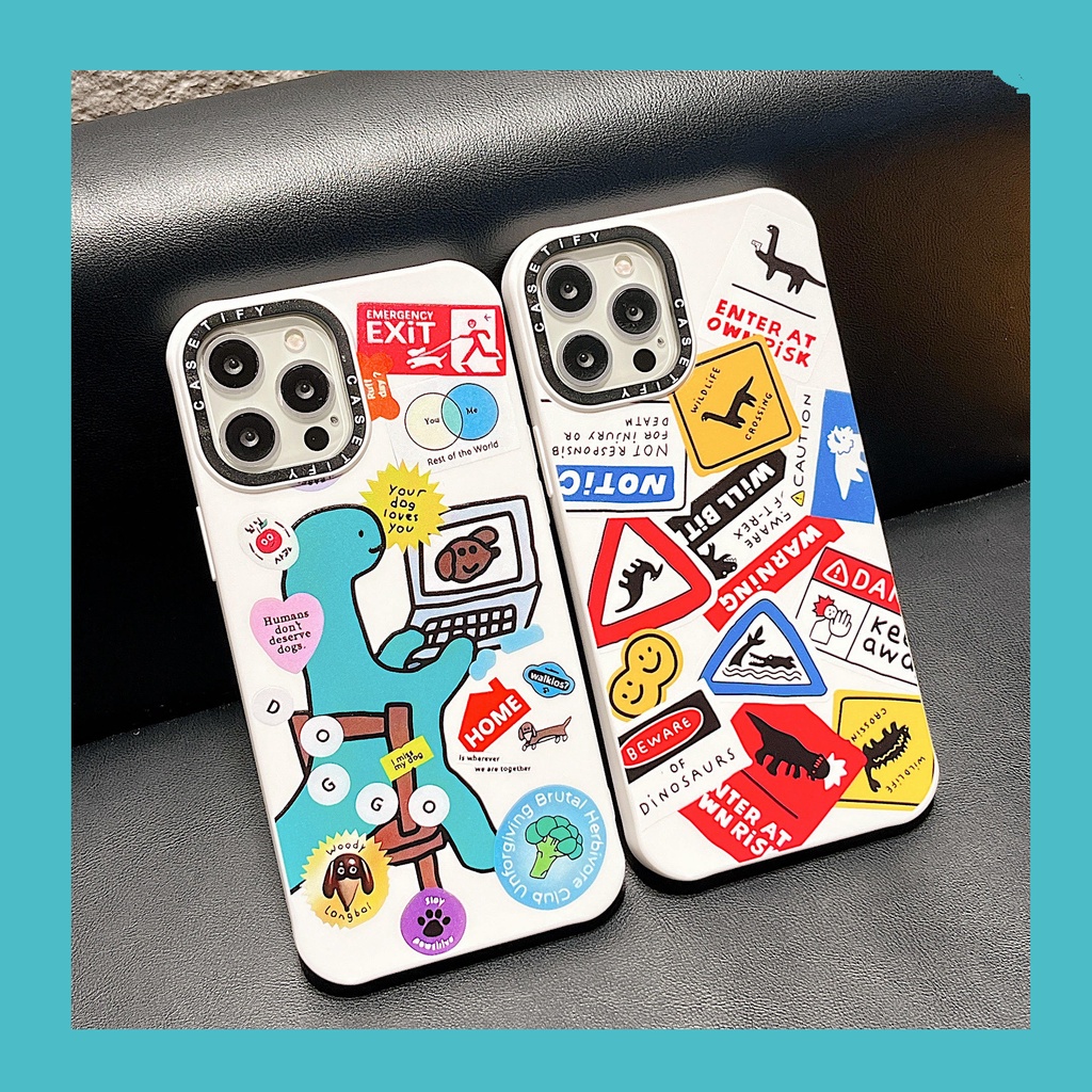 เคสโทรศัพท์มือถือ ขอบตรง ลายไดโนเสาร์น่ารัก สําหรับ Iphone 13Pro 12Pro XS 11 12Promax 13Promax 11 12 13 7P