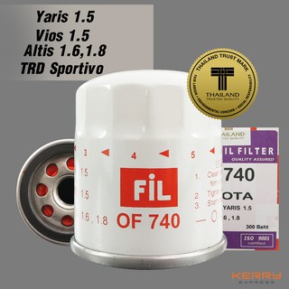 FIL (OF 740) ไส้กรองน้ำมันเครื่อง สำหรับรถ Toyota Yaris 1.5 , Vios 1.5 , Altis (1.6, 1.8) TRD Sportivo