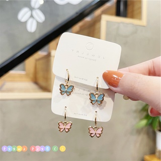 J&amp;L Fashion Korean Women Alloy Butterfly Hoop Earrings