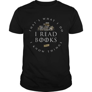 เสื้อยืดแขนสั้นลําลอง คอกลม ผ้าฝ้าย 100% พิมพ์ลาย Thats Whats I Do I Read And I Know Things Book Lover ทรงหลวม แฟชั่นสไต