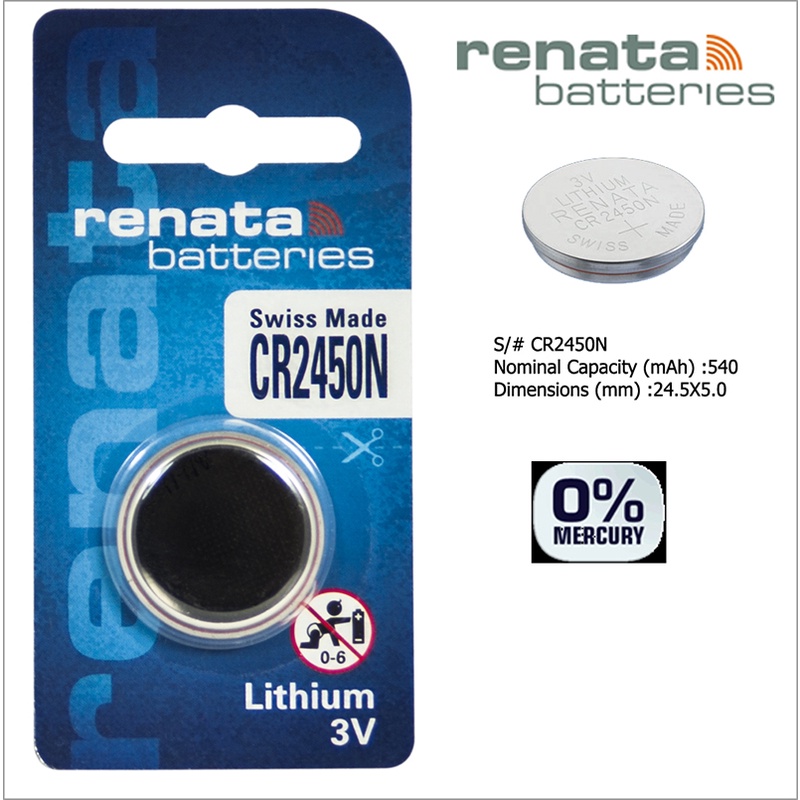 ถ่านกระดุมแท้ Renata CR2450N,muRata CR2450 แท้ล้าน%   (คำเตือน! กรุณาดูคลิปYoutube ก่อนสั่งซื้อ) คืนเงิน999เท่า
