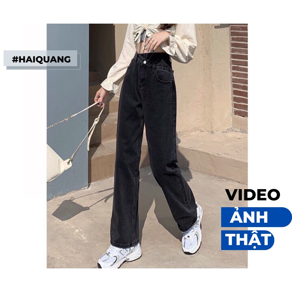 Ullzzang Hot Taobao High-Waist Cross-Waist Straight-Leg Jeans Light Blue Denim haquang MSC10