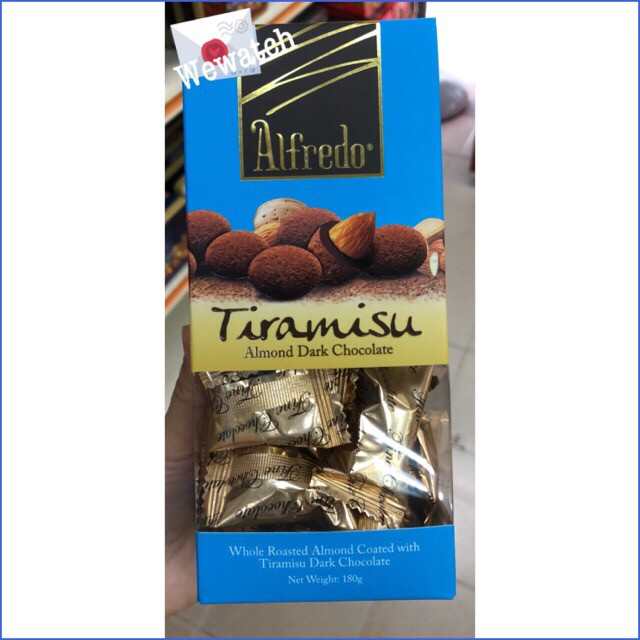 Alfredo Almond Dark chocolate Tiramisu ช๊อคโกแลตสอดไส้อัลมอลด์เคลือบด้วยดาร์คช๊อคโกแลตทีรามิสุ  น้ำห