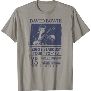 เสื้อยืดอินเทรนด์ผู้ชายอินเทรนด์ผู้หญิงเสื้อยืด พิมพ์ลายวง David Bowie City RadioS-3XL