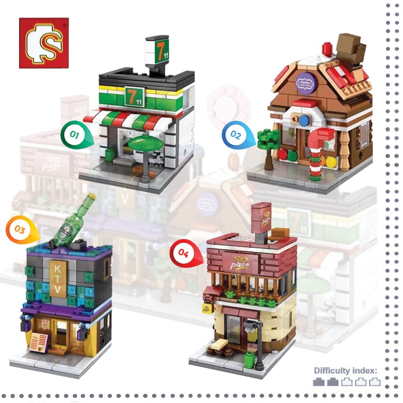 ตัวต่อเลโก้ SEMBO BLOCK LEGO ชุดร้านค้า 7.11, Pizza, Beer, Candy Store