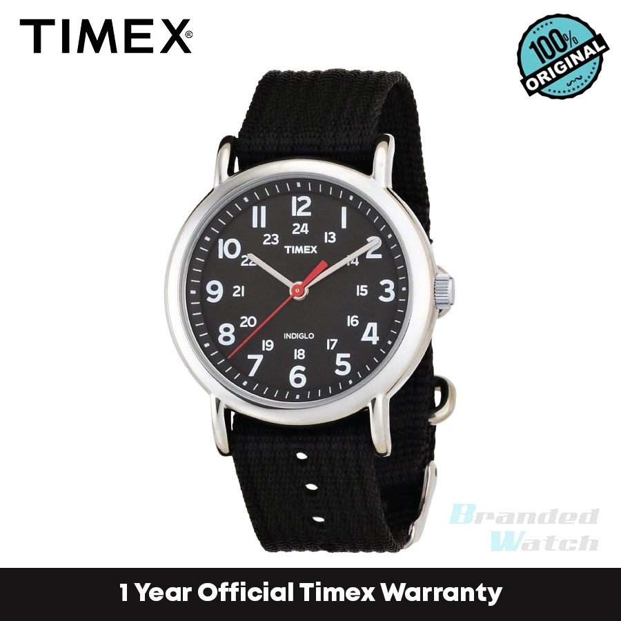 Timex T2N647 นาฬิกาข้อมือควอตซ์อะนาล็อก สายผ้า สีดํา สําหรับผู้ชายและผู้หญิง