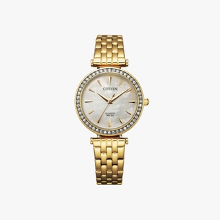 [ประกันร้าน] CITIZEN นาฬิกาข้อมือผู้หญิง รุ่น  AQ Mother of Pearl Dial Gold รุ่น ER0212-50Y