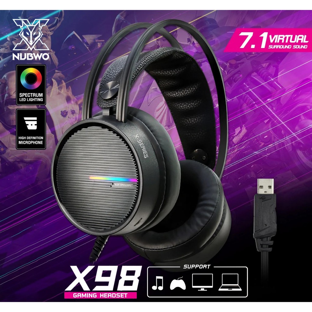 หูฟังเกมมิ่ง 7.1 NUBWO X98 Gaming headset USB Surround 7.1 รับประกัน 2 ปี