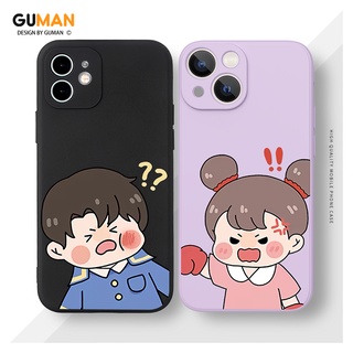 GUMAN เคสคู่ เคสไอโฟน คู่รัก ขอบเหลี่ยมกันกระแทกซิลิโคนนุ่มการ์ตูนน่ารักตลก เคสโทรศัพท์ Compatible for iPhone 14 13 12 11 Pro Max SE 2020 X XR XS 8 7 6 6S Plus พลัส XYM813