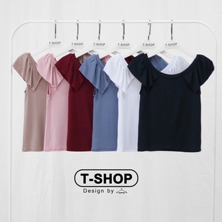 เสื้อเรย่อนคอกว้างแขนระบายรุ่นขายดี แบรนด์ T-Shop