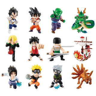 Food Toy Trading Figure All 12 pcs / Set「 Dragonball x ONEPIECE x NARUTO Unrivaled 3 x 3 Figure 」