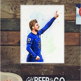 โปสเตอร์ ผ้าแคนวาส ติโม แวร์เนอร์ เชลซี Timo Werner Chelsea ภาพวาด ศิลปะ นักบอล นักฟุตบอล